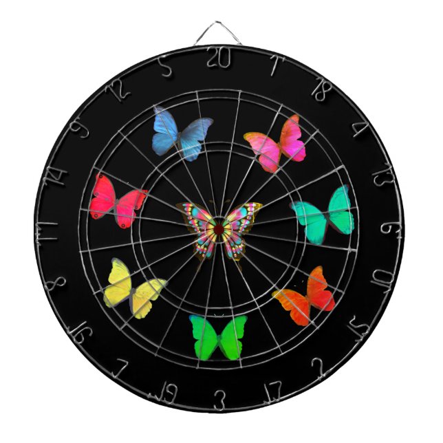 Diana Mariposas Multicolores sobre Negro (Frente)