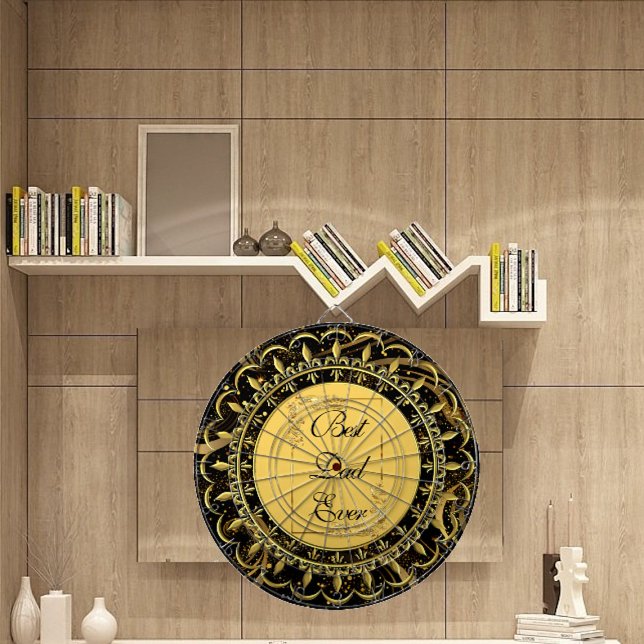 Diana Mejor Papa de la caligrafía moderna Leafy Swirls C (Best Dad Ever Modern Calligraphy Leafy Swirls Cute Dart Board)