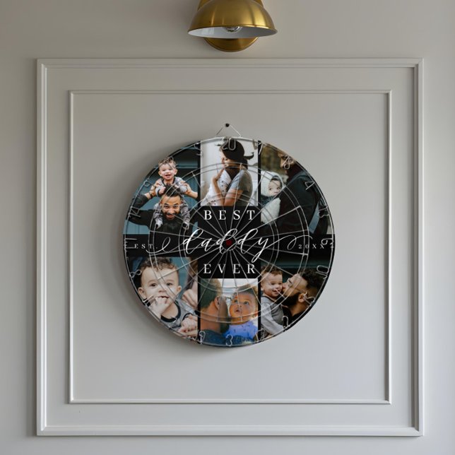 Diana Mejor Papi | Collage de fotos del Día del Padre 6 (Best Daddy Ever | Father's Day 6 Photo Collage Dart Board)