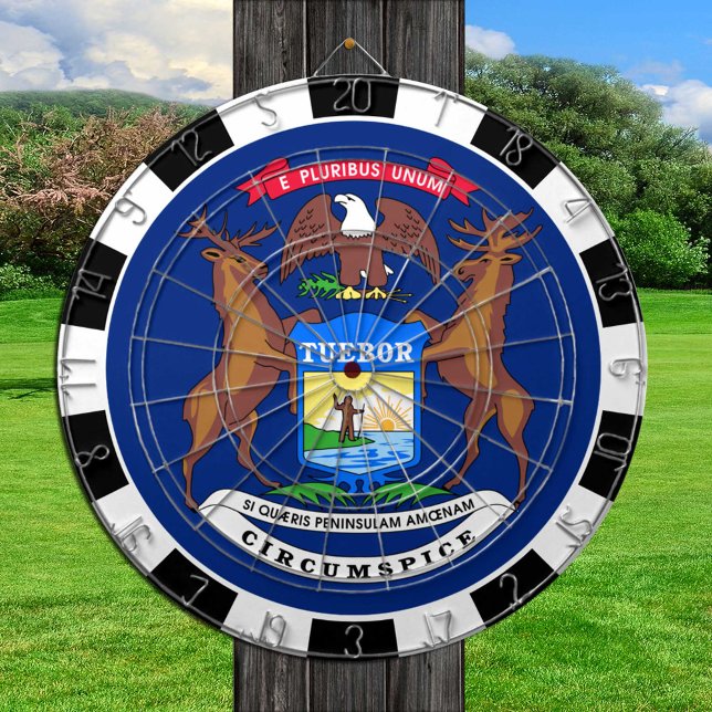 Diana Michigan Dartboard EE.UU. y la bandera de Michigan (Subido por el creador)