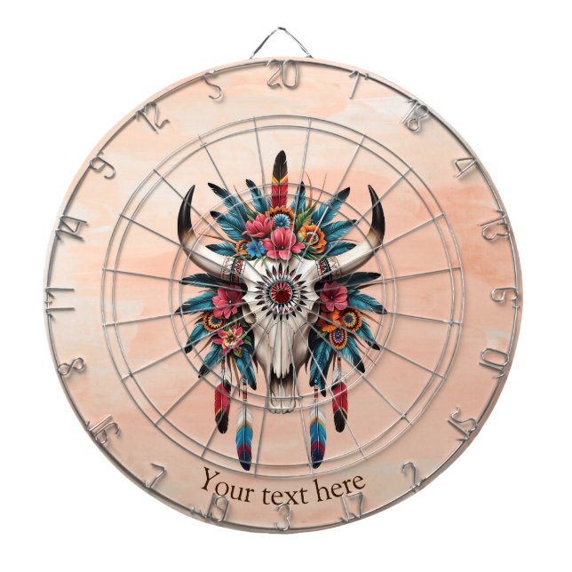 Diana Moda Boho Acuarela Tribal Floral Cow Skull (Frente)