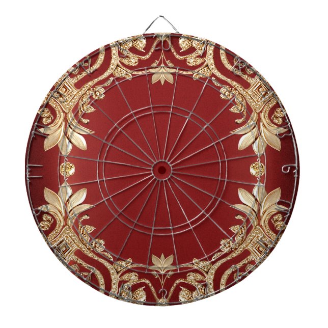Diana Modern Gold Red Floral Dartboard (Frente)