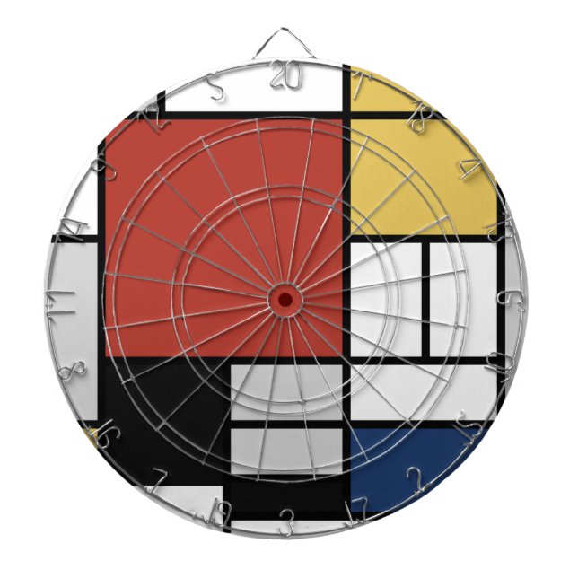Diana Mondrian Pintura de Plano Rojo Amarillo Azul Gris  (Frente)