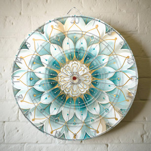 Diana Monograma Azul Verde azulado Oro Floral Mandala