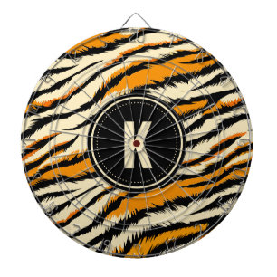 Diana Monograma de Patrón de Rayas de Tigre Naranja Negr