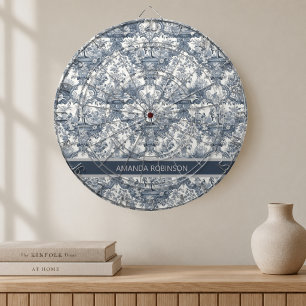 Diana Monograma Floral Vintage Azul Toile de Jouy