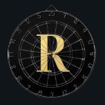 Diana Monograma simple oro negro moderno<br><div class="desc">Se trata de un diseño monográfico sencillo, moderno y personalizado. Este elegante diseño se encuentra en las tendencias en negro y oro, con una tipografía elegante. Es perfecto para un regalo personalizado o ideal como una novedad elegante en el equipamiento de su sala de juegos. Simplemente agregue su letra inicial...</div>