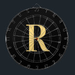 Diana Monograma simple oro negro moderno<br><div class="desc">Se trata de un diseño monográfico sencillo, moderno y personalizado. Este elegante diseño se encuentra en las tendencias en negro y oro, con una tipografía elegante. Es perfecto para un regalo personalizado o ideal como una novedad elegante en el equipamiento de su sala de juegos. Simplemente agregue su letra inicial...</div>