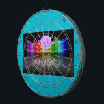 Diana MoonDreams Music Equalizer Metalizado Cage Dartboa<br><div class="desc">Dartboard en jaula Metalizado Guay,  color turquesa,  con nuestro diseño MoonDreams Music Equalizer - Ideal para una habitación de grabación o una sala de música!</div>