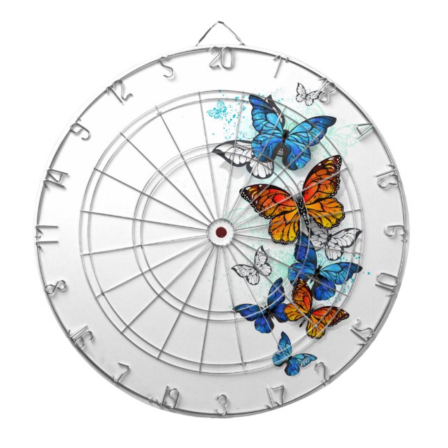 Diana Morfo y monarca de las mariposas voladoras (Frente)