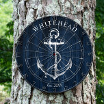 Diana Nautical Monogram Anchor Naval Madera Azul<br><div class="desc">Diseño de anclas náuticas personalizadas. Ideal para una reunión familiar,  un boda o un regalo familiar.</div>