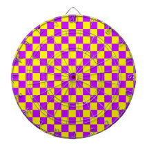 Neon Purple Yellow Check Checkerboard Vintage