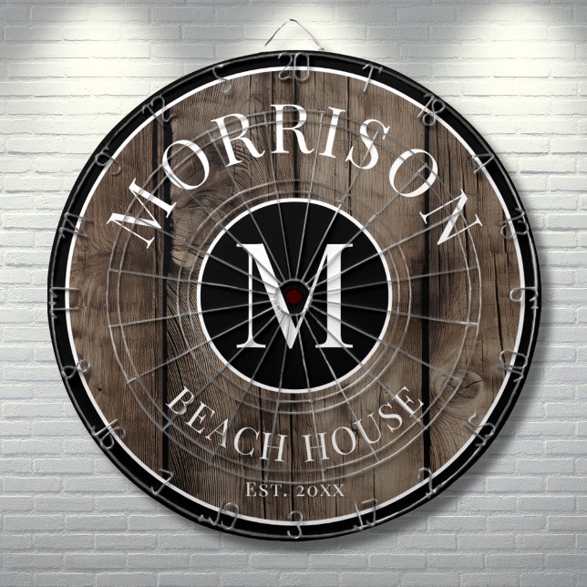 Diana Nombre de familia Madera Rústica (Rustic Wood Family Name Dart Board)