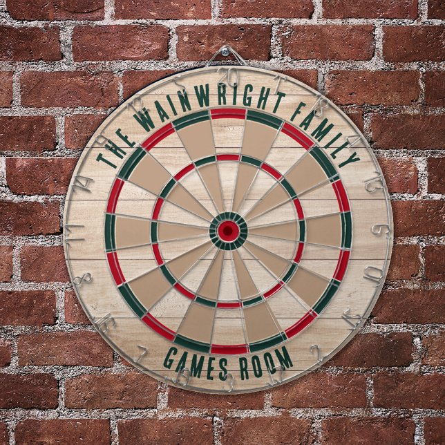 Diana Nombre Familiar Wood Look Games Room Rustic (Rustic Family Custom Games Room Light Wood Look Dartboard)