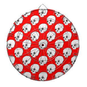 Diana Patrón de calaveras sobre fondo rojo