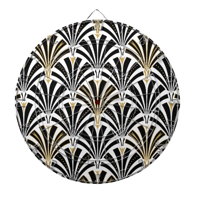 Diana Patrón de ventilador Art Deco - blanco y negro (Frente)