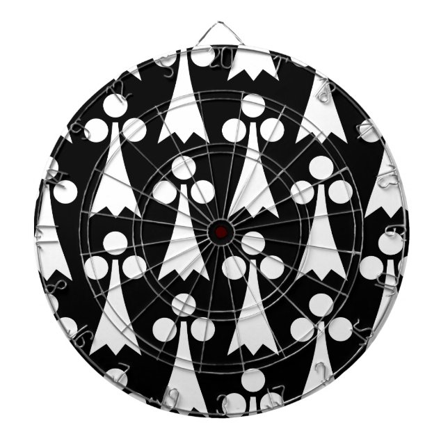 Diana Patrón Ermine, patrón medieval, blanco sobre negro (Frente)