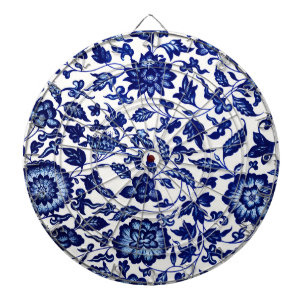 Diana Patrón floral azul marino oscuro chino sobre blanc