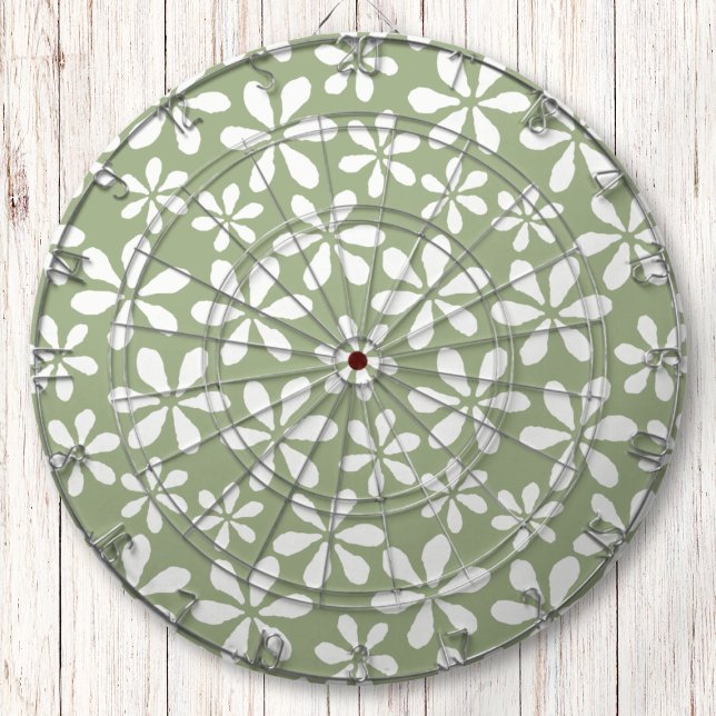 Diana Patrón moderno de flor verde y blanco simple (Modern Sage Green and White Simple Flower Pattern Dart Board)