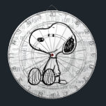 Diana PEANUTS | Snoopy on Black White Comics<br><div class="desc">Esta obra de arte de Peanuts muestra a Snoopy sentado en el fondo de tiras cómicas Charles M. Schulz en blanco y negro.</div>