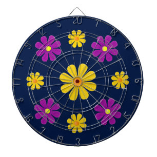 Diana Personalización, flores moradas amarillas en azul 