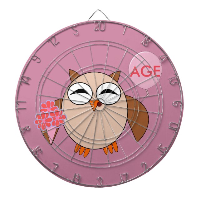 Diana Personalizado Age Birthday Owl Dart Board (Frente)