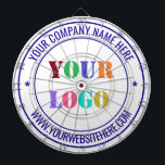 Diana Personalizado Business Logo Text Company Dart Boar<br><div class="desc">Colores y tipos de letra personalizados - Diseñar sus propios tableros con el logotipo personalizado simple de su empresa y el nombre de su sitio web o Personalizado Texto profesional Diseño profesional Promocional Business Dart Board / Regalo - Añadir su logotipo - Imagen o foto - Código QR / Nombre...</div>