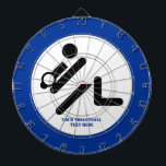 Diana Personalizado de ícono negro, blanco y azul del ju<br><div class="desc">Diseño de regalo de personalizado azul y negro jugador de voleibol que incluye un ícono de pictograma minimalista de un jugador de voleibol de silueta negra con bola y tu texto sobre fondo blanco con borde azul. Este diseño genial es una plantilla y es completamente personalizable. Personalízalo y cambia el...</div>