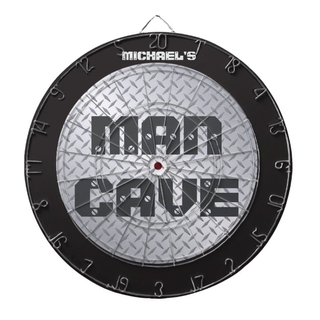 Diana Personalizado Diamondplate look Man Cave Dartboard (Frente)
