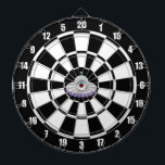 Diana Personalizado Flying Saucer sobre blanco y negro<br><div class="desc">Un platillo volador personalizado en la pizarra de pintura negra y blanca. La imagen se puede personalizar.</div>