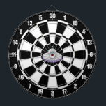 Diana Personalizado Flying Saucer sobre blanco y negro<br><div class="desc">Un platillo volador personalizado en la pizarra de pintura negra y blanca. La imagen se puede personalizar.</div>