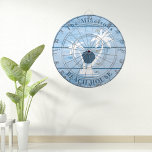 Diana Personalizado Nautical Blue Wood Beach House<br><div class="desc">Aumente la decoración de su sala de juegos o casa de playa con nuestro Personalizado Nautical Blue Wood Beach Dart Board, combinando el encanto de la costa con el estilo personalizado para horas de entretenimiento. Características principales: Diseño azul náutico: con un relajante esquema de color azul marino que realza el...</div>