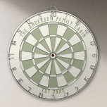 Diana Personalized Family Name Custom Sage Game Room<br><div class="desc">Elevate your game room with this personalized sage green dartboard, customized with your family name and established year. The soft, earthy sage palette gives this classic dartboard a calm, modern-rustic feel—perfect for cabins, mountain homes, lake houses, and thoughtfully styled man caves. Designed to be both functional and decorative, it’s a...</div>