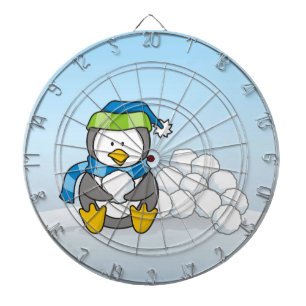 Diana Pingüino pequeño sentado con bolas de nieve
