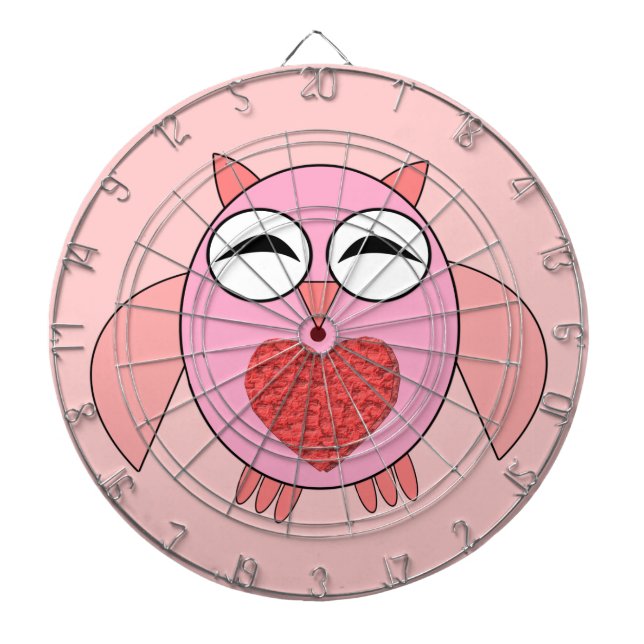 Diana Pink Love Heart Owl Dart Board (Frente)