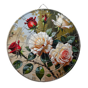 Diana pintura al óleo de rosas blancas y rojas de color 