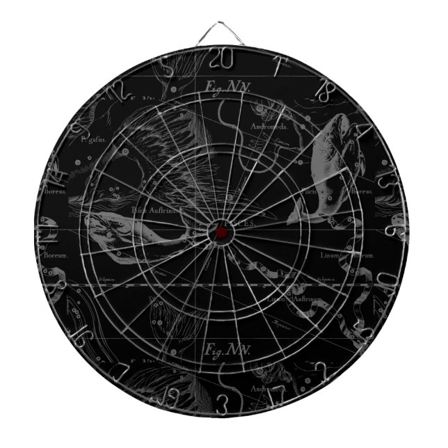 Diana Pisces Constellation Hevelius 1690 en negro (Frente)