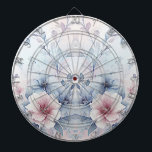 Diana Placa de color azul rosa azul<br><div class="desc">Bella acuarela Blue Pink Floral Dartboard</div>