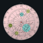 Diana Placa de destilación de estrenos atómicos de color<br><div class="desc">Este patrón de tablero Dart de Starbursts Atómicos Icónicos Rosa presenta estallidos atómicos icónicos. ¡Así es! La antigua escuela, el fondo de color rosa de la primera dama con especkles de oro, es el escenario perfecto para el turquesa vibrante, el apetitoso apio y los círculos kitschy de color verde pera....</div>