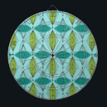 Diana Placa de destilación de orificios atómicos y estal<br><div class="desc">¡Oh, cielos! ¡Es una Junta de Arte de Ogeo Atómica y Starbursts! Es una visión moderna de un patrón clásico (una toma moderna de mediados de siglo, para ser exactos). Este diseño presenta un fondo acuático con formas ovaladas verde azuladas y verdes sobre líneas negras verticales de diamantes atómicos y...</div>