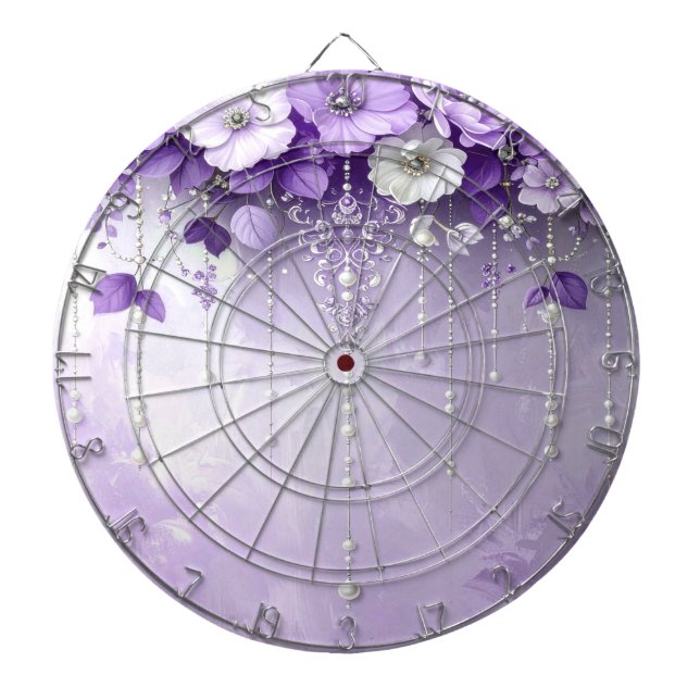 Diana Purple Flowers with Dangling Pearls Dartboard (Frente)