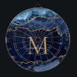 Diana Purpurina de oro azul de la marina de moda Agate G<br><div class="desc">Moderna Purpurina de oro azul de la Marina Glam Agate Geode elegante Monograma femenino Nombre de guión de tablero</div>