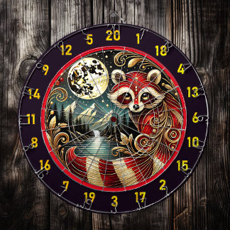 Diana Raccoon Rojo Brilla Bajo La Luna Dorada