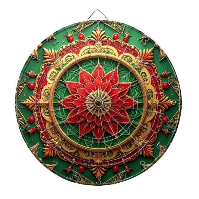 Diana Red Green Decorative Floral Dartboard (Frente)