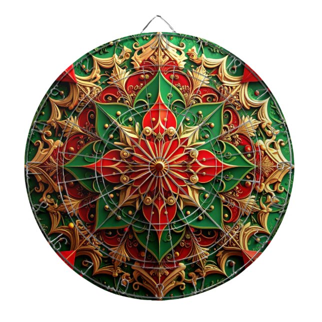 Diana Red Green Decorative Floral Dartboard (Frente)