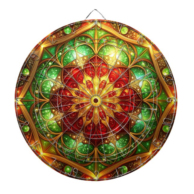 Diana Red Green Decorative Floral Dartboard (Frente)