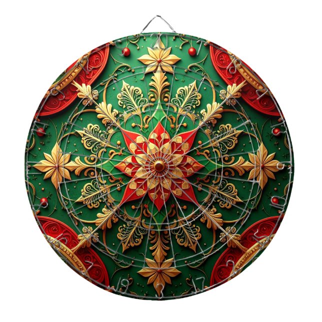 Diana Red Green Decorative Floral Dartboard (Frente)