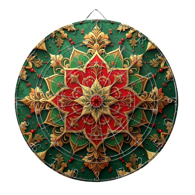 Diana Red Green Decorative Floral Dartboard (Frente)