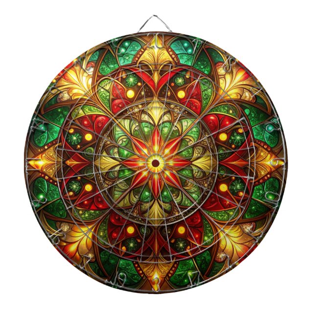 Diana Red Green Decorative Floral Dartboard (Frente)