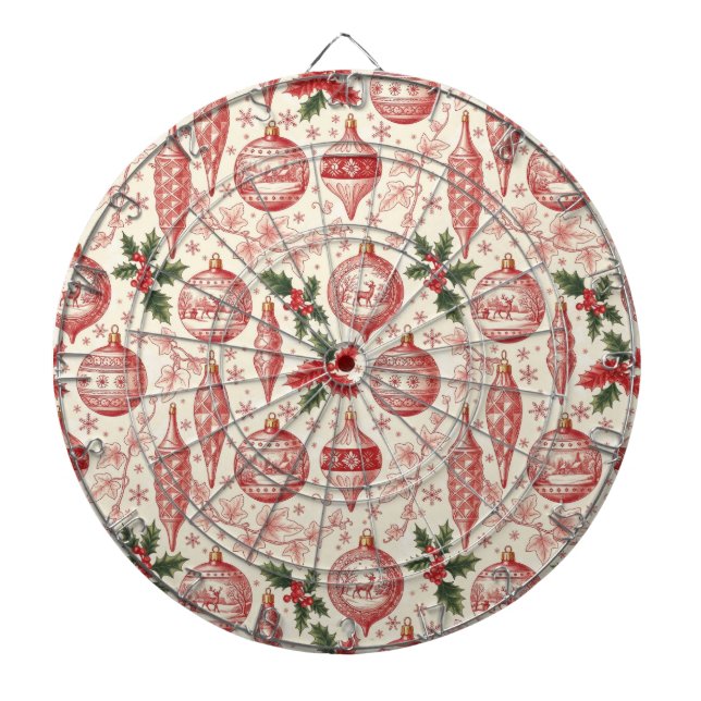 Diana Red Toile Chinoiserie Christmas Ornaments (Frente)